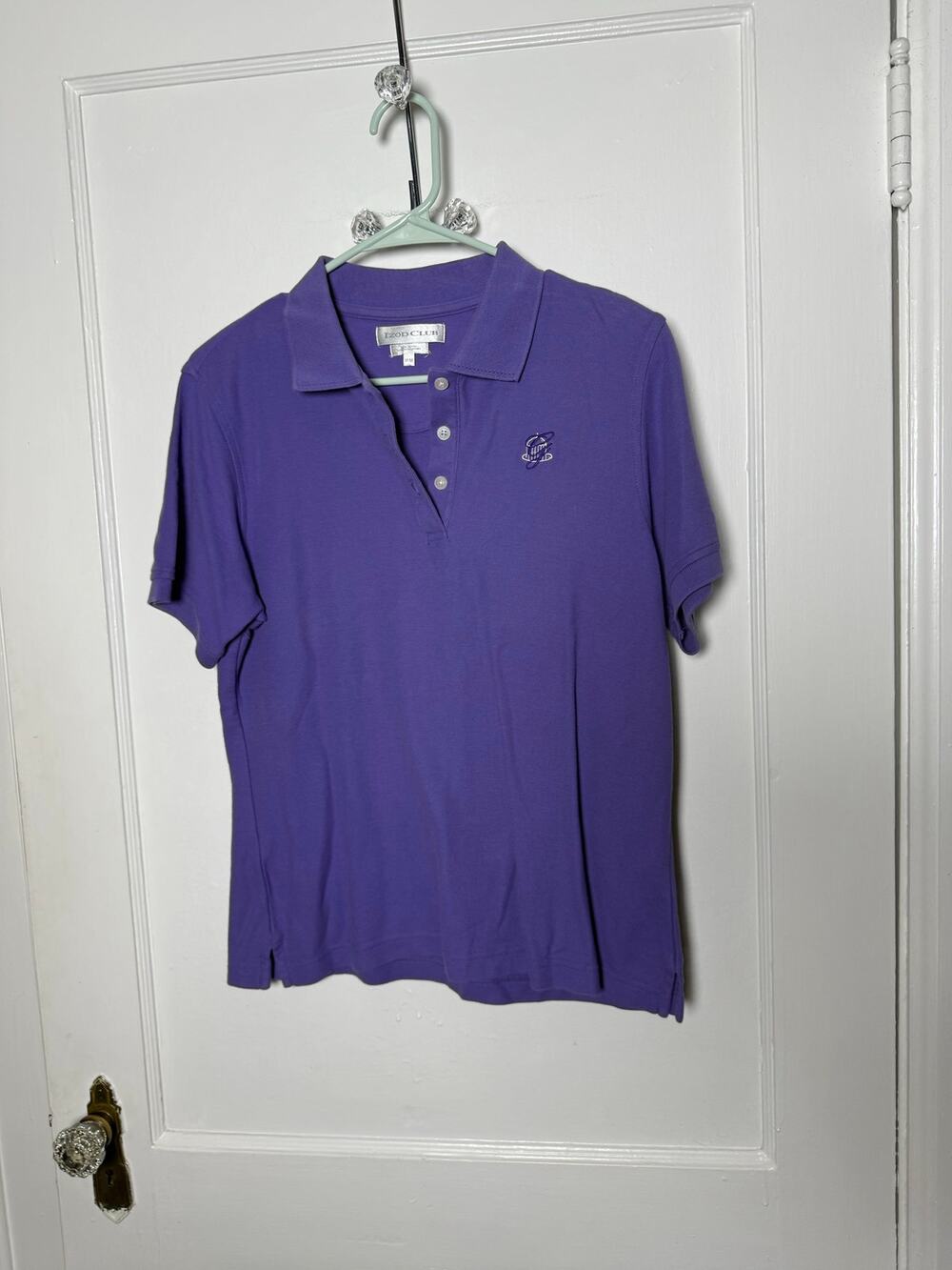 Vintage Izod Club The Greenbrier Purple Cotton Embroidered Polo Shirt Women's M